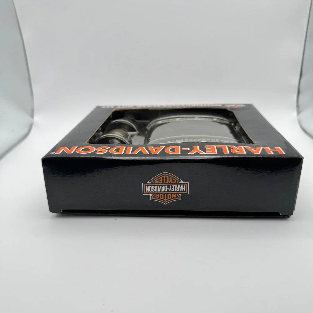 Harley Davidson Flask Gift Set Stainless Leather Studded Barware Shot Glass